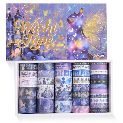 Image of PAGEMORE 35 Rolls Washi Tape Set, Purple Dreamly Butterfly Decorative Tape, Scrapbook Supplies for Junk Journal, Scrapbooking Supplies Decor, DIY Craft Projects Materials for Girls and Women