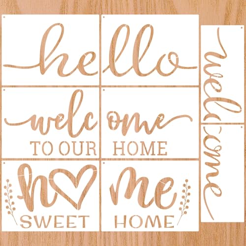Door Mat Stencils for Painting, Reusable Welcome Stencil Home Templates for Painting on Porch Wood Sign Doormat Crafts