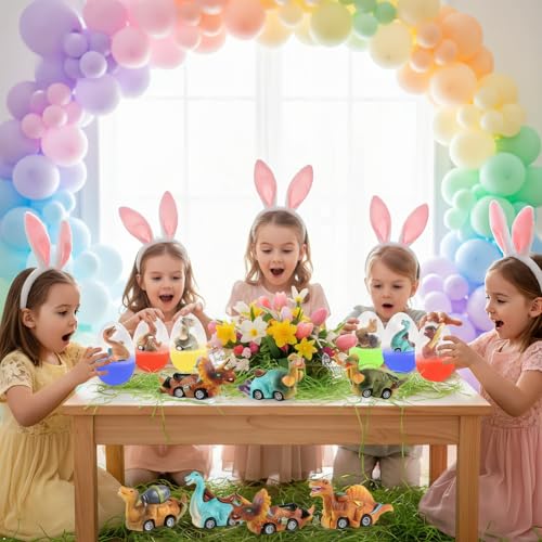 Cherislpy 6 Pack Jumbo Eggs with Dinosaur Pull Back Cars Toys Inside for Kids Boys Toddlers Easter Basket Stuffers Party Favors Easter Egg Fillers by Cherislpy - Image 5