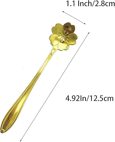 Miniatura 10 de 10 Pieces Stainless Steel Flower Spoon, Creative Gold Dessert Spoons, Coffee Spoons, Coffee Stirrers, Tea Spoon, Sugar spoon, Ice Cream Spoon