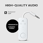 Avantree Relay – Airplane Bluetooth Adapter for AirPods, Bose & Wireless Headphones, Qualcomm Chip, aptX Adaptive & HD Audio Transmitter, 25Hrs Battery, 3.5mm AUX for Flight, Travel & Gym