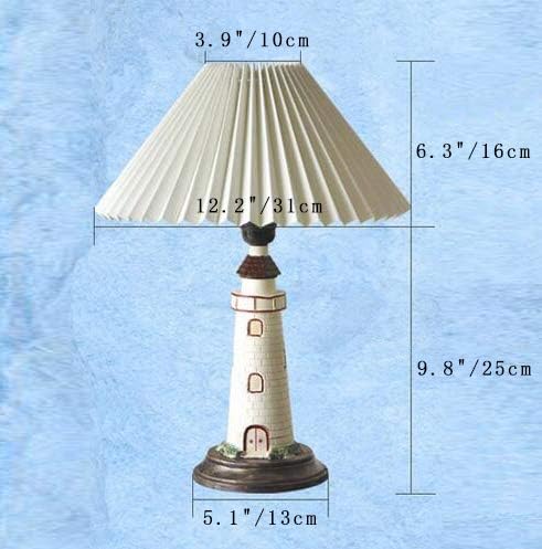 Kiven Nautical Lighthouse Table Lamp Large Cape Hatteras Desk Light with Cloth Shade (White)