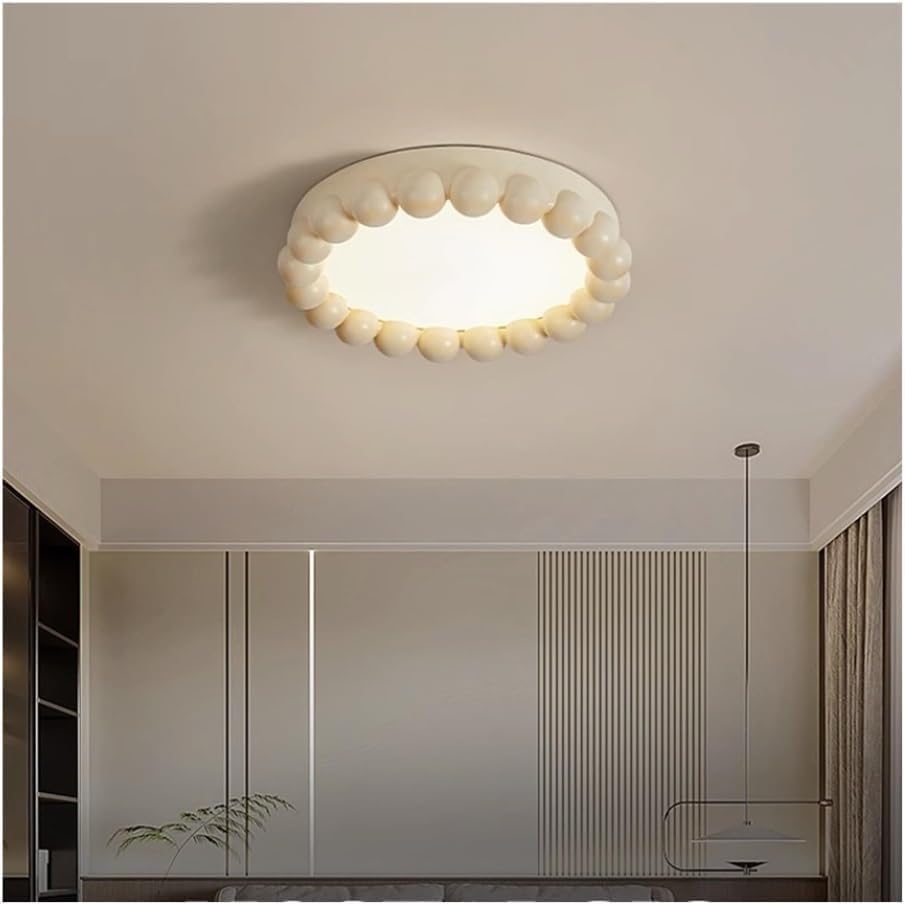 Round LED 48W Ceiling Light, Nordic 3-color Dimming Ceiling Lamp, Close-to-Ceiling Light Fixtures for Bedroom, Living Room, Study Room, Kitchen Island(Beige)