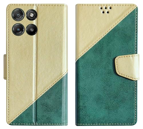 Image of SBMS Flip Cover for Motorola Moto G67 Power 5G / Moto G57 Power Back Cover Case with Magnatic Closure | Genuine Leather Finish | Inbuilt Stand | Card & Money Pocket | Wallet Style Case (MultiGreen)