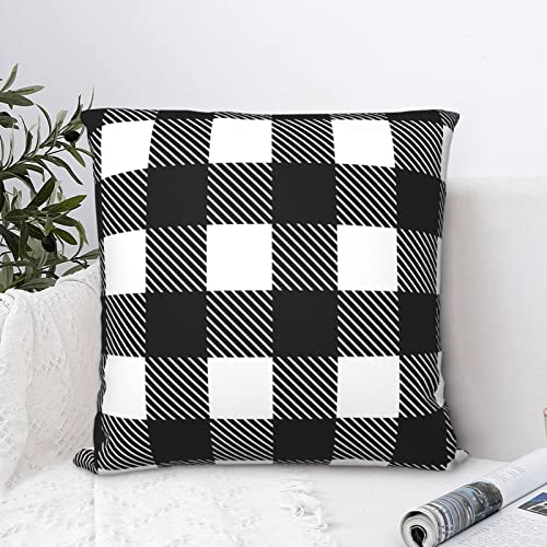Shinengst Buffalo Check Plaid Throw Pillow Covers 18X18 Inch Square Polyester Farmhouse Outdoor Pillow Cushion Case For Home Decor Black And White #TOP5
