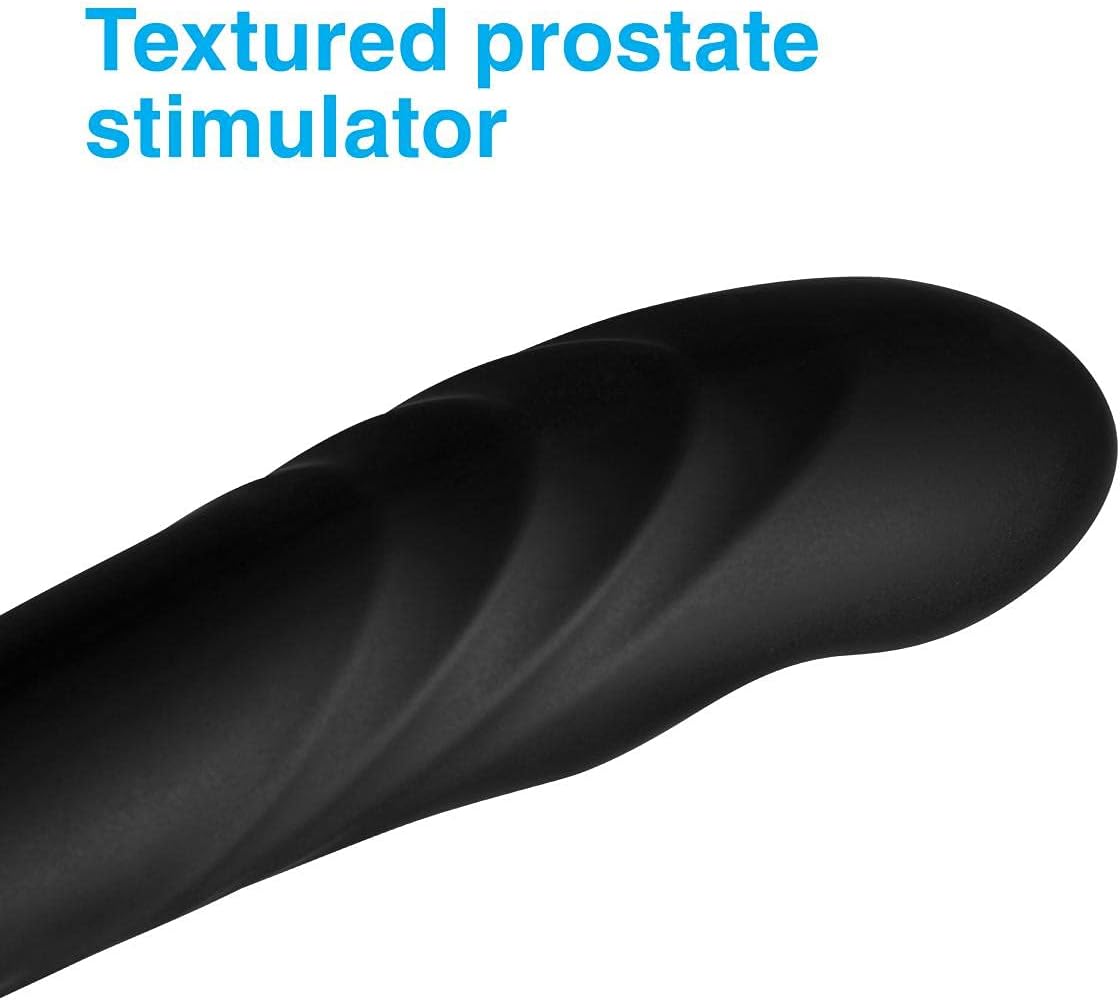 Alpha-Pro 17X P-Trigasm 3-in-1 Silicone Prostate Stimulator, Black, 6.5 Inch in Total Length, 5.3 Inch insertable Length, 1 Inch at narrowest Diameter, 1.45 Inch at widest Diameter (AG269)