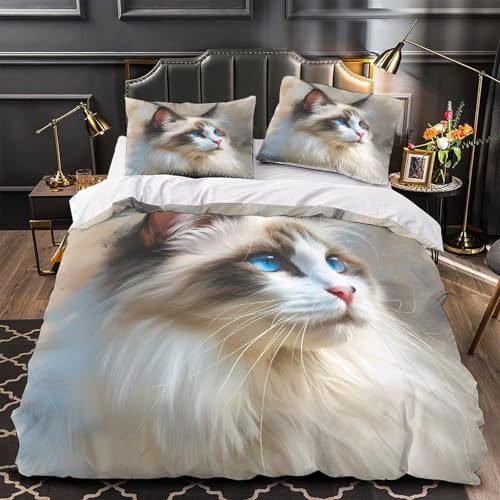 Housse de couette chat 200x200 parure lit microfibre - 2