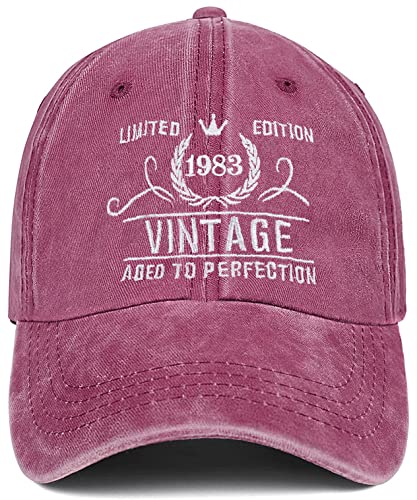 Siteshy 40Th Birthday Gifts For Women Men Vintage 1983 Baseball Cap Ideas Gift Party Hats Parents Turning 40 Th (Pink) #TOP5