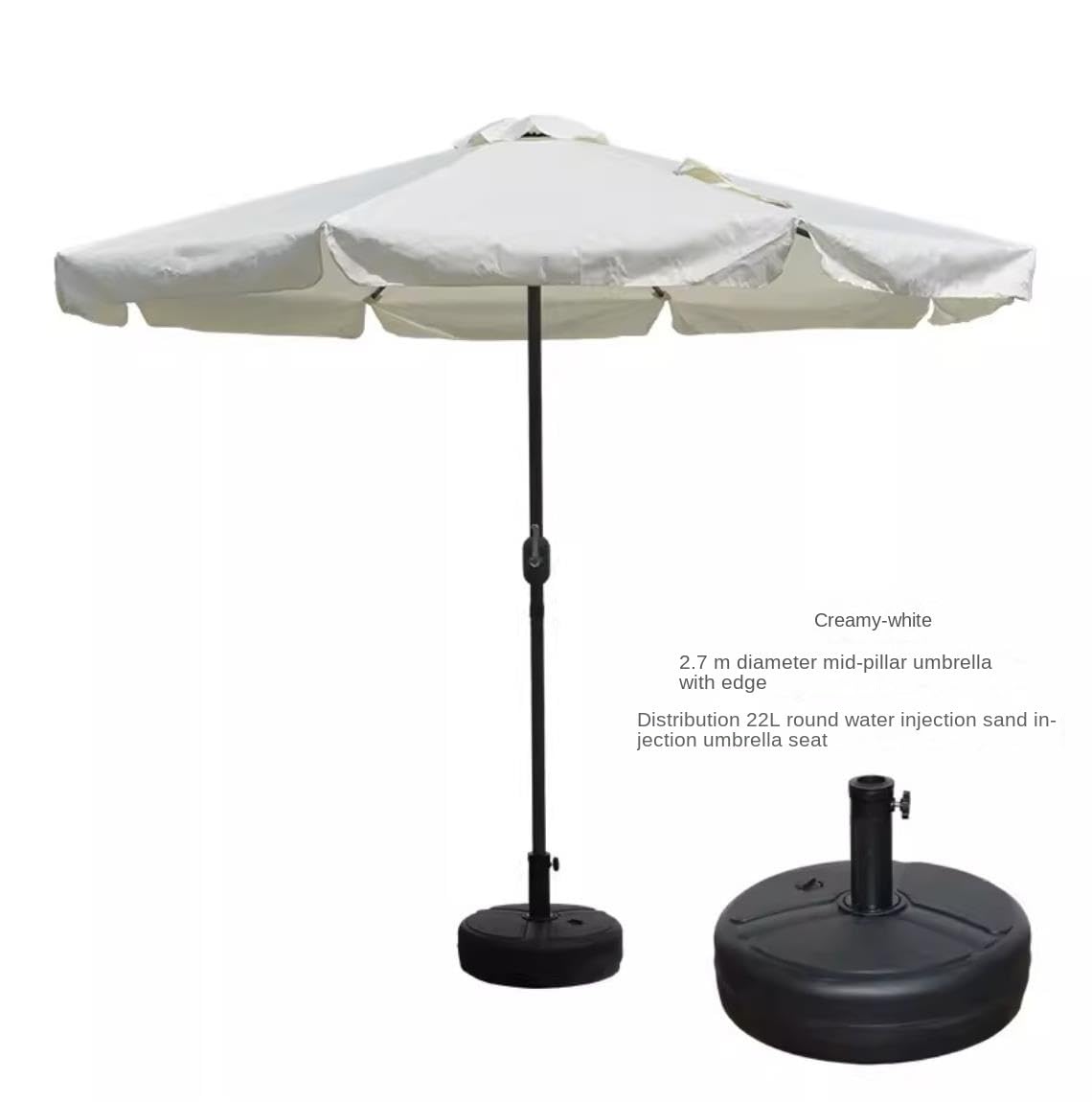 HLTYGWX Parasol na patio, parasol zewnętrzny, 9,8 m, zapiekanka krawędź, parasol na zewnątrz, żelazny parasol tarasowy, parasol rynkowy z okrągłą podstawą i podnoszeniem korby, parasol plażowy (B 270