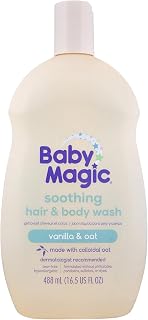 Baby Magic Soothing Hair & Body Wash, Vanilla & Oat, 16.5 Fl Oz | Soothes and Cleanses, Specially Formulated for Baby's Delicate Skin, Tear Free, Hypoallergenic
