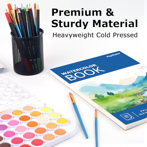 Image of Hapikalor 9 inchx12 inch Watercolor Paper Pad, 2-Pack, 140lb /300gsm Artist Painting Drawing Paper Book, Art Supplies for Adults Kids, Watercolors, Watercolor Paint Set, Sketchbook, Journal, Blue