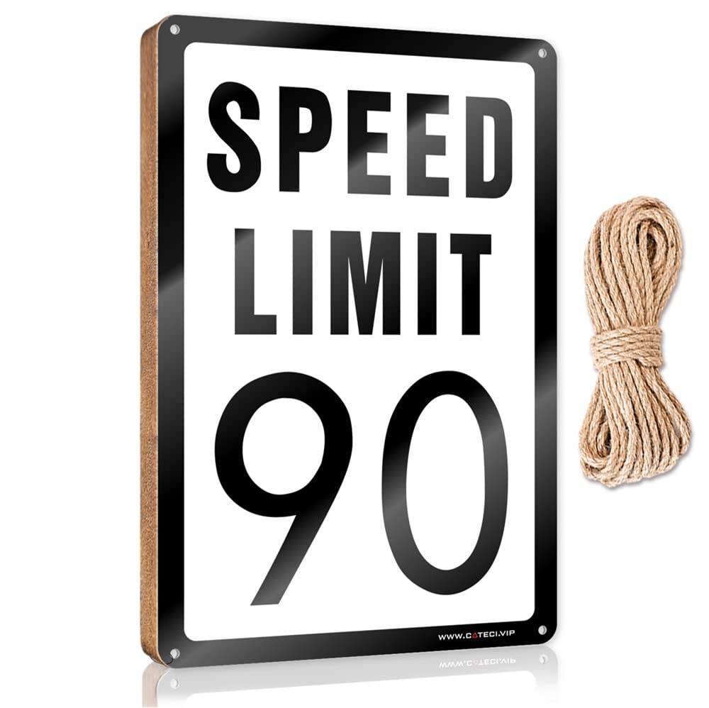 YYHLEH Rustic Bathroom Signs Speed Limit 90 Mph Wooden Sign(23X35CM)