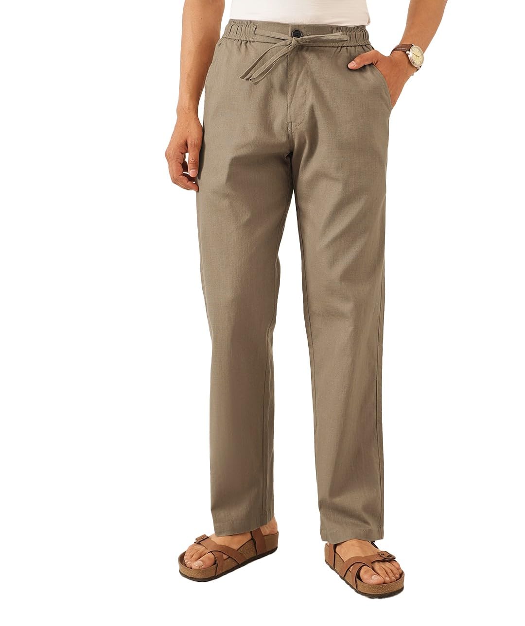 majestic man Men's Premium Linen Blend Pants | Lightweight Fabric | Elastic Waist with Drawstring | Regular Fit | Side, Back Pockets | Perfect for Casual, Holidays & Travel-picture-10