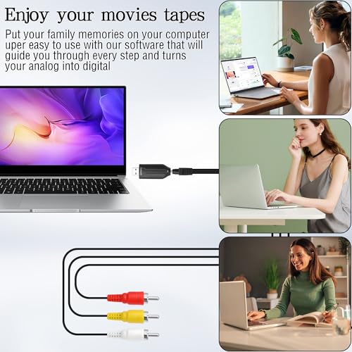 Convertidor digital USB 2.0 a 3 RCA con cable adaptador compuesto AV para VHS VCR 4
