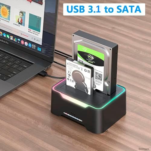 Image of Tobo Updated RGB SAtA to USB 3.1 Hard Drive Docking Station with Offline Clone, USB 3.1 to SATA I /II /III Dual Bay External SSD /HDD Dock for 2.5 /3.5 SATA HDD /SSD, with UASP,Hard Drive Duplicator