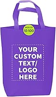 Vista 1 de DISCOUNT PROMOS Customizable Large Tote Bag, Set of 10/50/100 Heavy Duty & Reuseable Bulk Pack - Purple