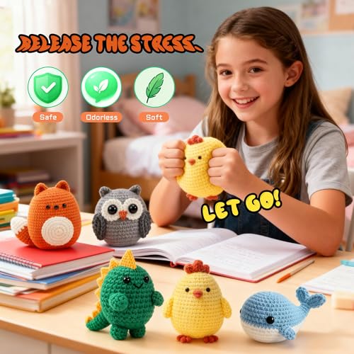 Image of Joyclub Crochet Kit for Beginners 6 Animal Family with Video for Adults