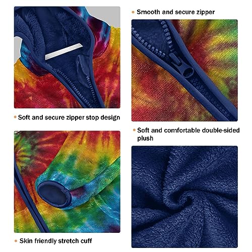 Rainbow Colorful Tie Dye Boys Fleece Hoody Jacket Zip Up Coat Warm Fall Winter Plush Jacket Long Sleeve Outerwear3