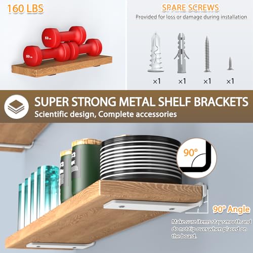 Goovilla Shelf Brackets 6 Inch, 6 Pack Floating Shelf Bracket, Heavy Duty Shelf Brackets for Wood Shelves, White Metal Wall Shelving Brackets, 6" Shelf Support Brackets with 160 lb. Load Capacity - Image 2