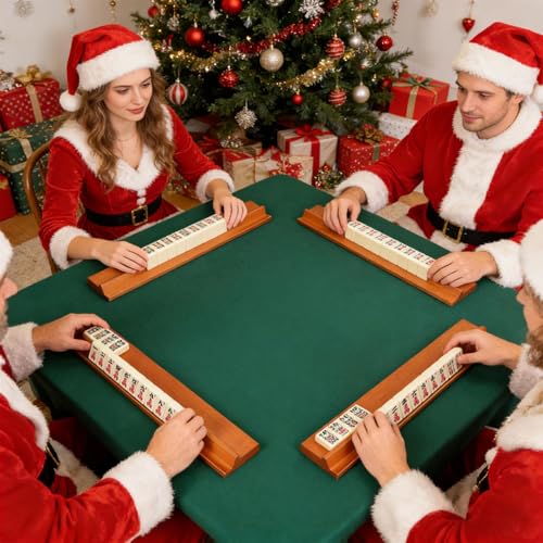 Lot de 4 Panneaux de Mahjong en Bois, Idée Cadeau de Noël Idéale