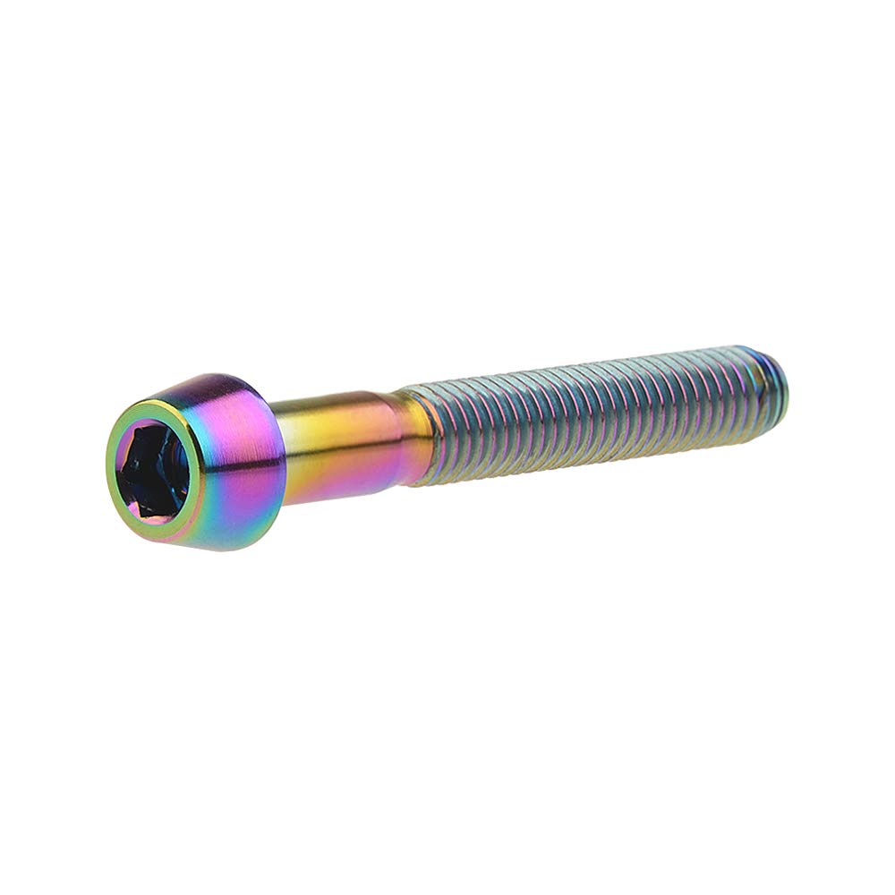 Titanium Ti Bolt M5x9 16 18 20 25 30 35 40 45 50 55 60mm Tapered Head Screws Pack of 4 (M5x50mm, Ranibow)
