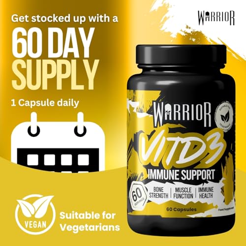Warrior Vitamin D3 5000 IU – High Strength Vitamin D (Cholecalciferol) Immune System Vitamins & Health Supplements for Muscle Function, Bones Strength & Mood Balance, 60 Days Supply - Made in UK - Image 5