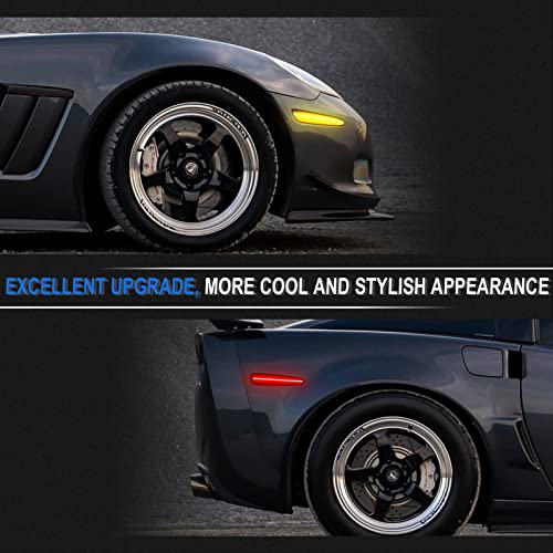 SHINEFIT LED Side Marker Lights Replacement Compatible with C6 Corvette 2005-2013, Smoked Lens - Thumbnail 6