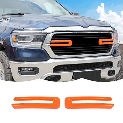 Image of Front Grille Inserts Trim Cover Grill U Bar Cover Frame Decoration Exterior Accessories for Dodge RAM 2018 2019 2020 2021 2022,Orange