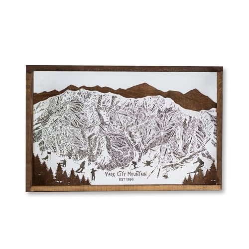 Park City Ski Resort Laser Engraved Map Sign 16.5