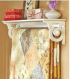 SCROLLED WHITE WALL MOUNTED HANGING SHELF QUILT RACK