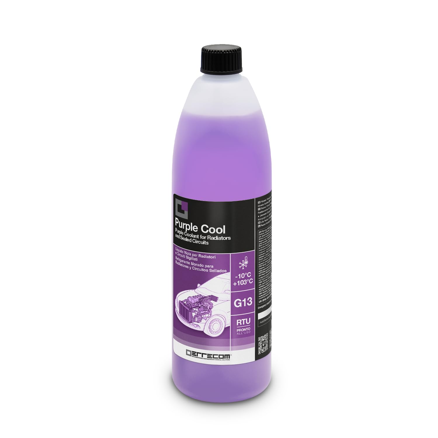 ERRECOM Purple Cool, Purple Coolant and Antifreeze -10°C/+103°C, Formulation with Glycerin, G13, Ready to Use, 1 Litres
