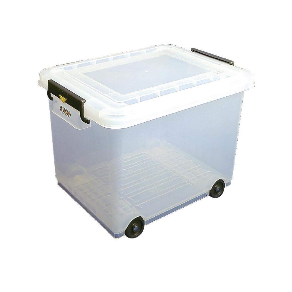 91183 Food Storage Box, Lid with Wheels and Colour Clips, 50 L, 530 mm x 396 mm x 379 mm