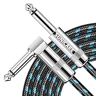 Superior Design: Diameter 6.35mm(1/4") right angle to straight instrument cable, the special "L" to "I" design ensures a perfect connection in any of your guitar pedal, amp jack and other musical instruments High Quality: Sonicake guitar lead cable i...