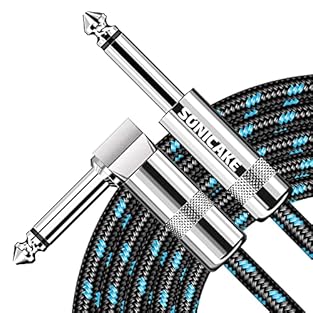 Superior Design: Diameter 6.35mm(1/4") right angle to straight instrument cable, the special "L" to "I" design ensures a perfect connection in any of your guitar pedal, amp jack and other musical instruments High Quality: Sonicake guitar lead cable i...