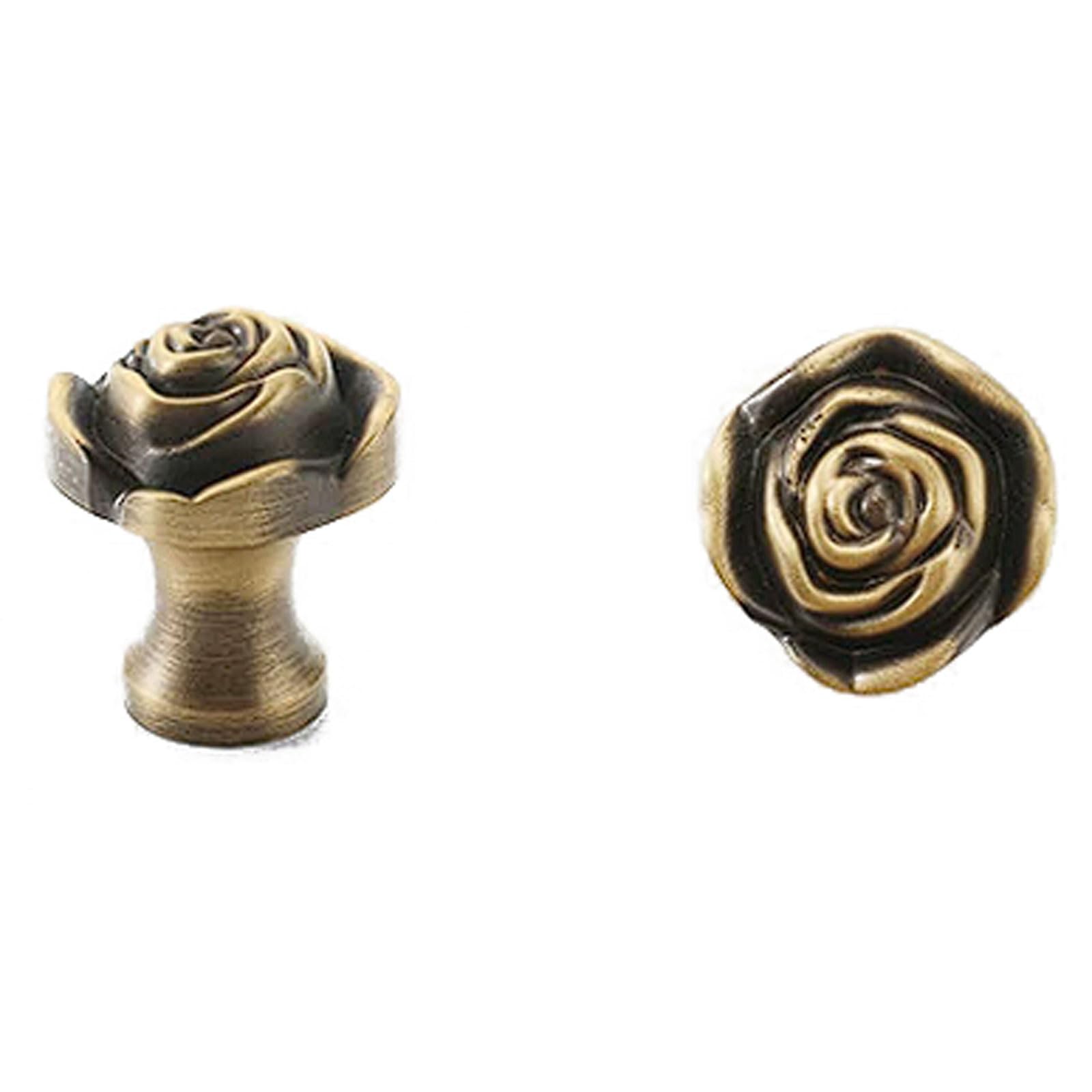 Tirador para cajón ornamental de 24 x 27 mm con acabado vintage de bronce antiguo