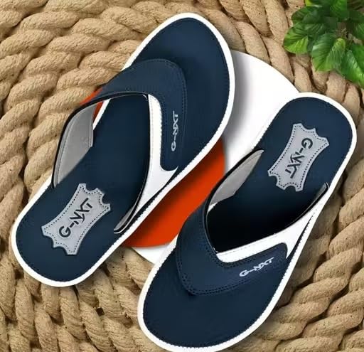 Image of Men's Printed Flip Flops Slippers Comfortable Slip On Pair Rubber Sole Casual Chappals For Home Outdoor Daily Use
