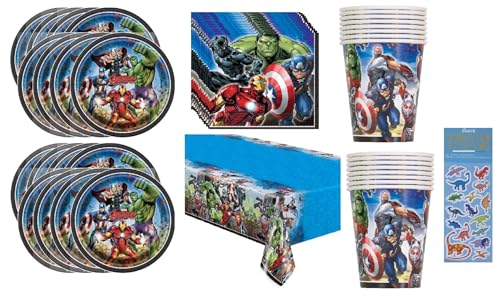 Avengers Superhero Birthday Party Supplies Bundle includes 16 Pla...