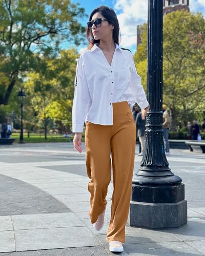 Image of Promover Wide Leg Pants Woman Yoga Pants with Pockets Stretch Loose Casual Lounge Sweatpants Petite /Regular /Tall