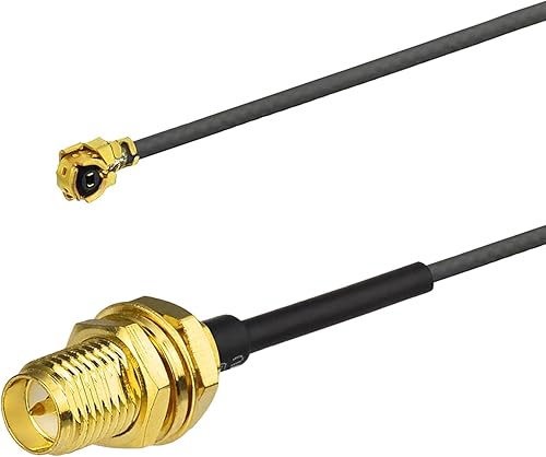 Miniatura 32 de Eightwood Antena WiFi pequeña de banda dual 2.4GHz 5GHz RP-SMA antena macho con RP-SMA cable hembra 9.8in para tarjeta de red M.2 NGFF PC Paquete