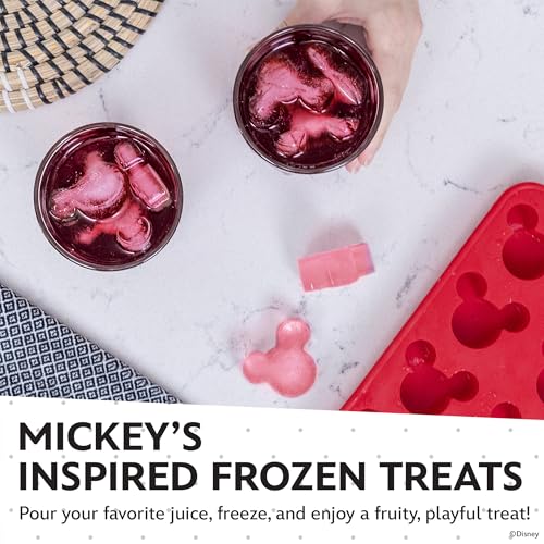 Image of Disney Mickey Silicone Ice Cube Tray, 2-Pack 5 inchx12.5 inch, BPA-Free | Flexible design pops character-shaped cubes out easily, dishwasher safe, doubles for chocolate and gummies, makes 24 molds