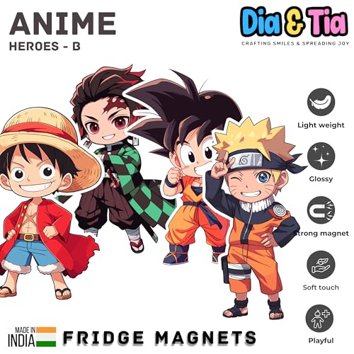 Image of Dia & Tia Fridge Magnets, Anime - Heroes - B, Handmade in India | Premium, For Office, Kitchen, Refrigerators, Magnetic Boards, Motivational Quotes, Indian Culture, Gamers, Cute Cartoons