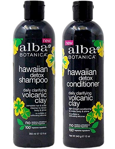 Alba Botanica Hawaiian Detox Daily Clarifying Shampoo and Conditioner Bundle, 12 Ounces Each