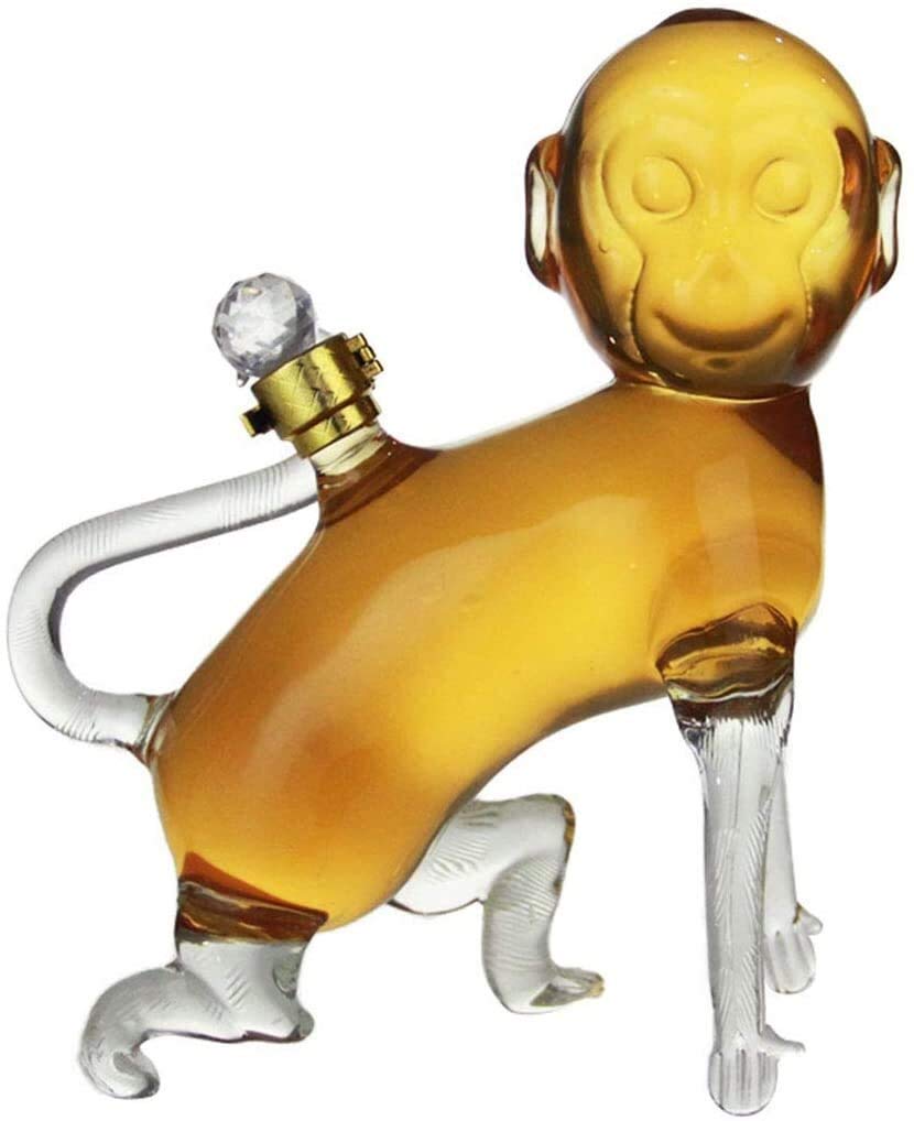 Wine Rack Decantador de whisky Decantador de whisky Decantador de vino - Jarra en forma de mono con tapón para licor, whisky escocés, bourbon, vodka o decantador de licor,1000ML
