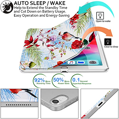 Image of DuraSafe Cases for iPad PRO 11 Inch 2018 1 Gen [ PRO 11 1st ] A1980 A1934 A2013 A1979 MTXN2HN /A MTXP2HN /A MTXR2HN /A MTXQ2HN /A PrintediPad Cover with Translucent Frosted Hard Back - Birds & Flowers