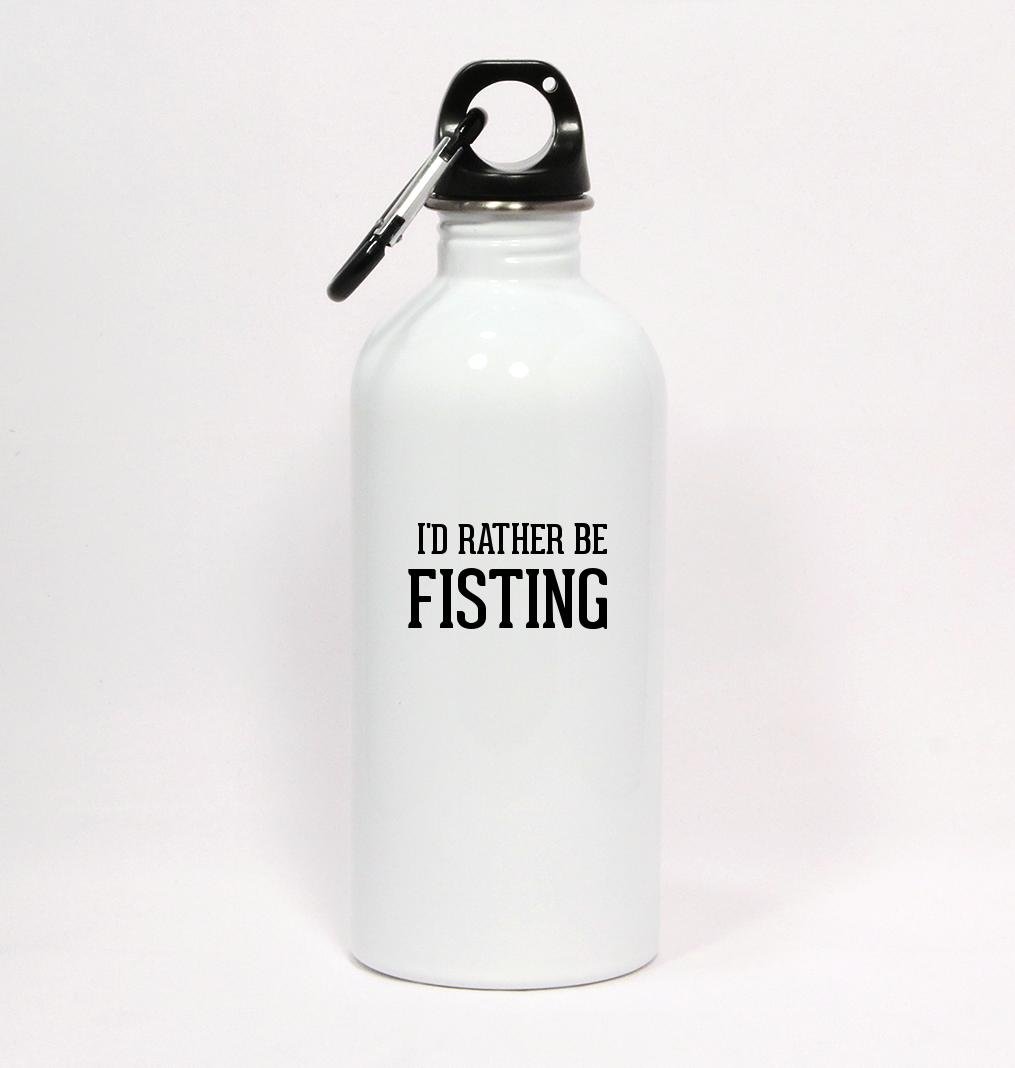 Los Drinkware Hermanos I'd Rather Be FISTING - White Water Bottle with Carabiner 20oz