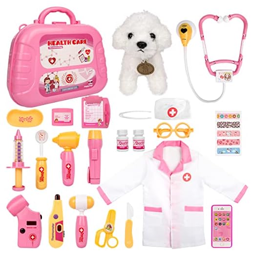 Meland Toy Doctor Kit for Girls - Pretend Play Doctor Set with Carrying Case,Stethoscope Toy & Dress Up Costume - Doctor Play Set for Girls Toddlers Ages 3 4 5 6 Year Old for Role Play Gift
