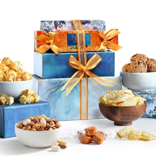 Broadway Basketeers Food Gift Basket Tower Snack Gifts for Families, College, Delivery for Appreciation, Thank You, Corporate, Get Well Soon, Care Package