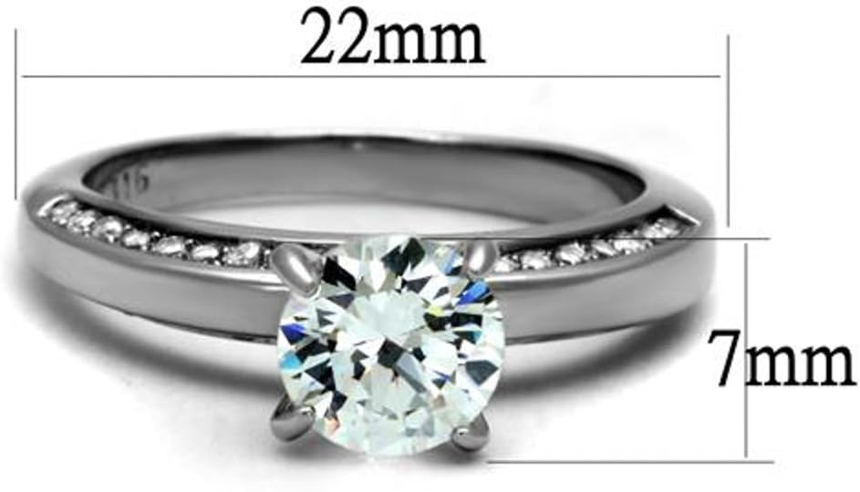 Marimor Jewelry Women's 1.47 Carat Round Cut Cubic Zirconia Stainless Steel Engagement Ring Size 5-10