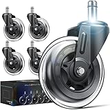 EMNT Bürostuhl Rollen 5er Set, Rollen für Bürostühle 11mm x 22 mm, Bürostuhl-Räder Ersatzrollen für Hartböden und Teppich, Ideal für Bürostühle und Drehstühle (Nicht für 1KEA)