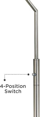 Miniatura 3 de Possini Euro Design Moderna lámpara de pie arqueada de 71.5 pulgadas de alto níquel cepillado plateado base de pie gris texturizado de seda